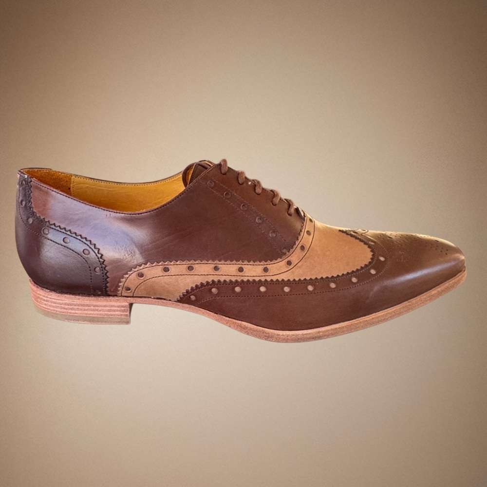 UNDANDY Men’s Wingtip Brogue Oxford Brown Leather Dress Shoes US 12/EUR 46